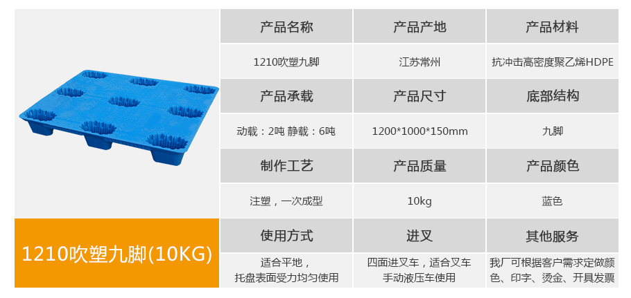 名贯彩票1210九脚吹塑托盘10kg