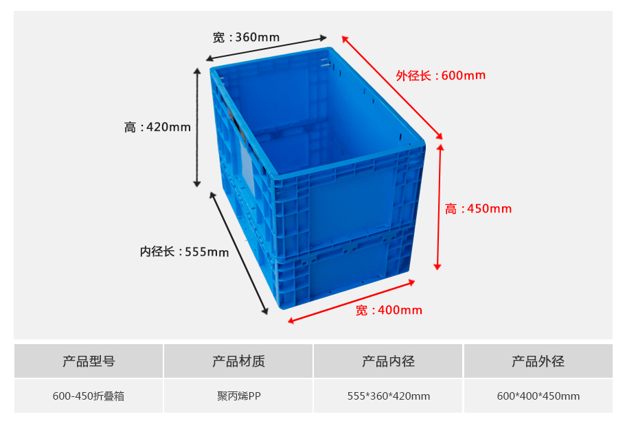名贯彩票600-450塑料折叠周转箱