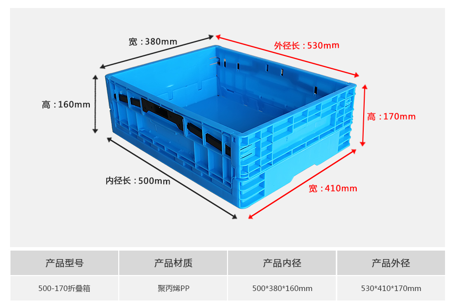 名贯彩票500-170塑料折叠周转箱