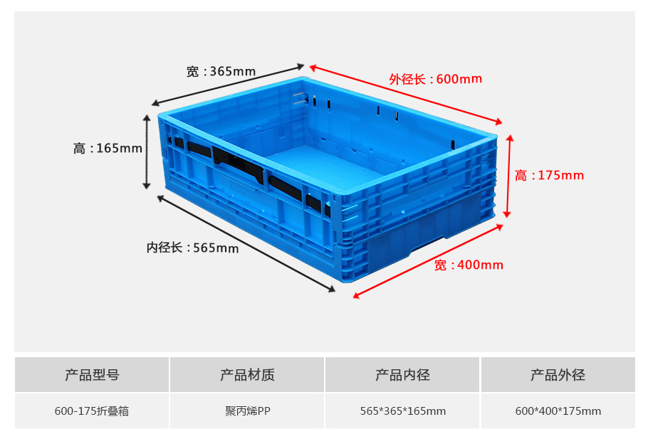 名贯彩票600-175塑料折叠周转箱
