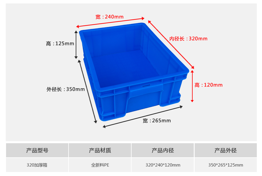 名贯彩票320塑料周转箱厚箱