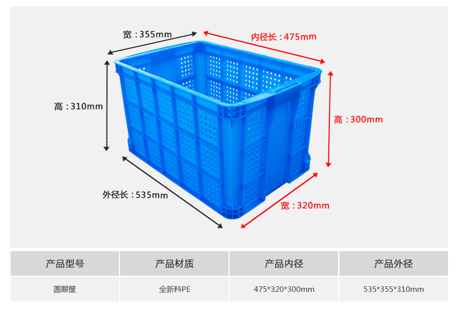 名贯彩票圆眼塑料周转筐
